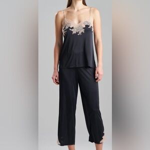 NWT NATORI Enchant Black Lace Cami Pj Set Medium